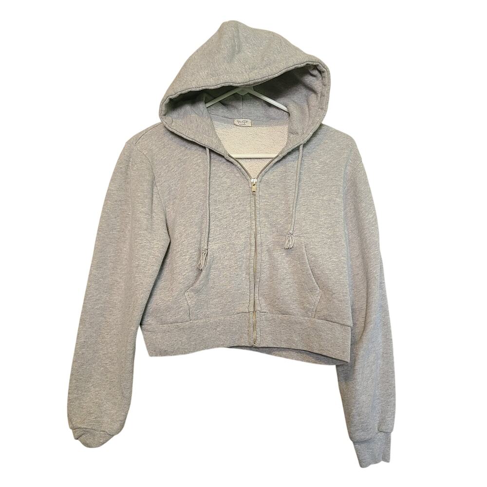 Brandy Melville John Gault Zip Hoodie Crop Sweater Womens One Size Gray‎ Y2K